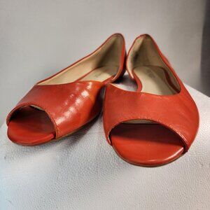Nine West sexy, asymmetrical, bright orange flats, Sz 6.5, vintage & pre-owned